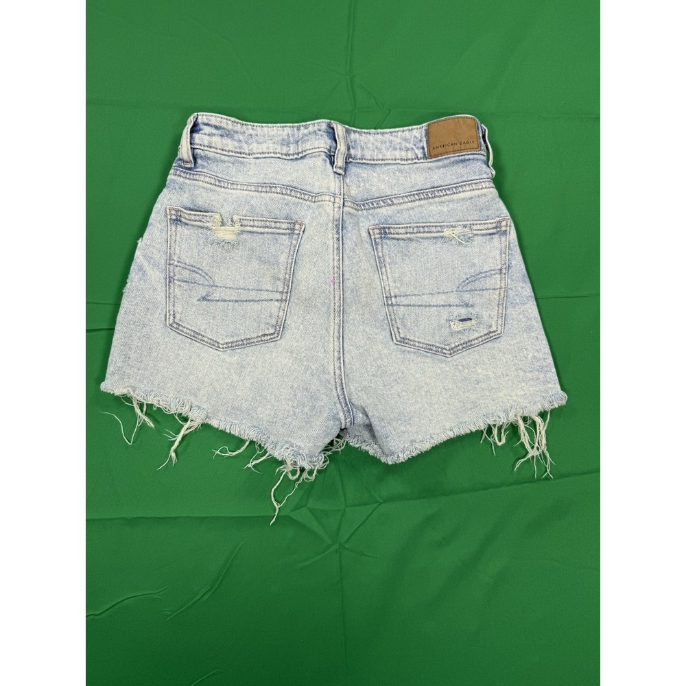 American Eagle Womens 0 Strigid High Rise Distressed Denim Shorts Light Wash - Picture 4 of 6